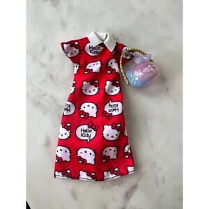 Barbie Hello Kitty Red Dress wWhite Collar Hello Kitty Bag LOL Surprise LE